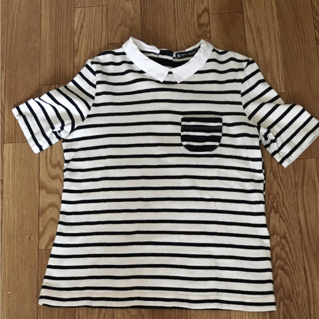 PETIT BATEAU(プチバトー)のフランスの人気ブランド プチバトー 小さな襟が可愛いボーダーＴシャツ メンズのトップス(Tシャツ/カットソー(半袖/袖なし))の商品写真