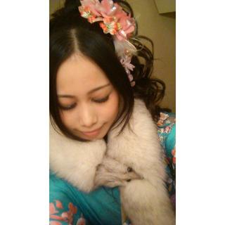 成人式浴衣袴七五三着物の髪飾り/ピンク造花に白フェザーセット(ヘアピン)