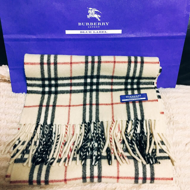 BURBERRY BLUE LABEL 【BUBBERRY】バーバリーブルーレーベル＊カシミヤ＊マフラー＊ベージュの通販 by ただいま取引中止中｜ バーバリーブルーレーベルならラクマ