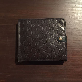 グッチ(Gucci)のGUCCI グッチ シマレザー 二つ折り 財布 小銭入れ付き(折り財布)