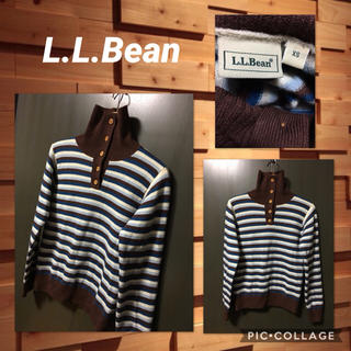 エルエルビーン(L.L.Bean)のL.L.Bean 長袖セーター 毛100% ウッドボタン ハイネック美品 XS(ニット/セーター)