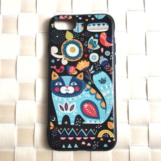 iPhone6/6s用ケース　カラフルな猫ちゃん　黒(iPhoneケース)