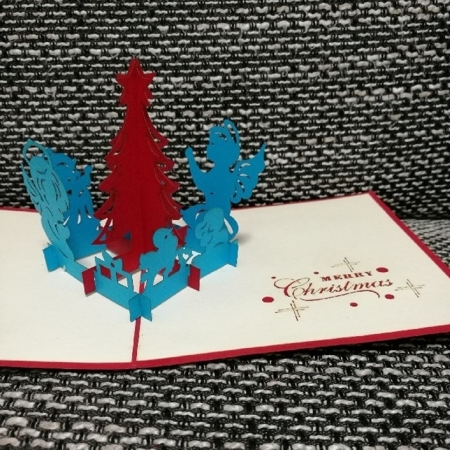 ポップアップ式　クリスマスカード　グリーティングカード　3D　2枚セット ハンドメイドの文具/ステーショナリー(カード/レター/ラッピング)の商品写真