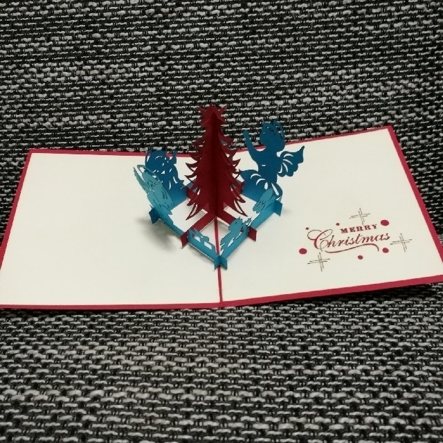 ポップアップ式　クリスマスカード　グリーティングカード　3D　2枚セット ハンドメイドの文具/ステーショナリー(カード/レター/ラッピング)の商品写真