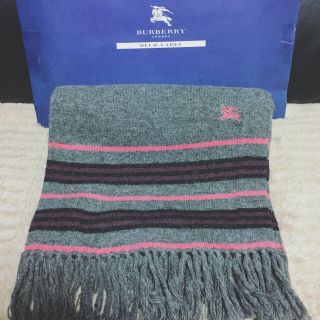 バーバリーブルーレーベル(BURBERRY BLUE LABEL)の【BUBBERRY】バーバリーブルーレーベル＊マフラー＊グレー＊ピンク(マフラー/ショール)