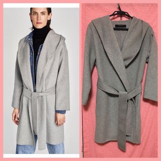 ザラ(ZARA)のZARA  フード付きラップコート(ロングコート)