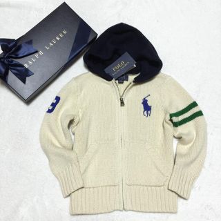 ポロラルフローレン(POLO RALPH LAUREN)の定価16,092円☆新品✨ビッグポニー ジップアップ ニットパーカー 100(ジャケット/上着)