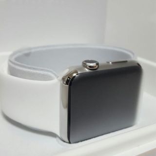 アップル(Apple)のapple watch 42mm ステンレス スポーツ 白 新品未使用 アップル(その他)