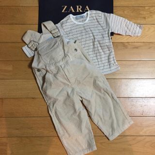 ザラキッズ(ZARA KIDS)のZARA オーバーオール&長そでTシャツ(6〜9ヶ月)(パンツ)