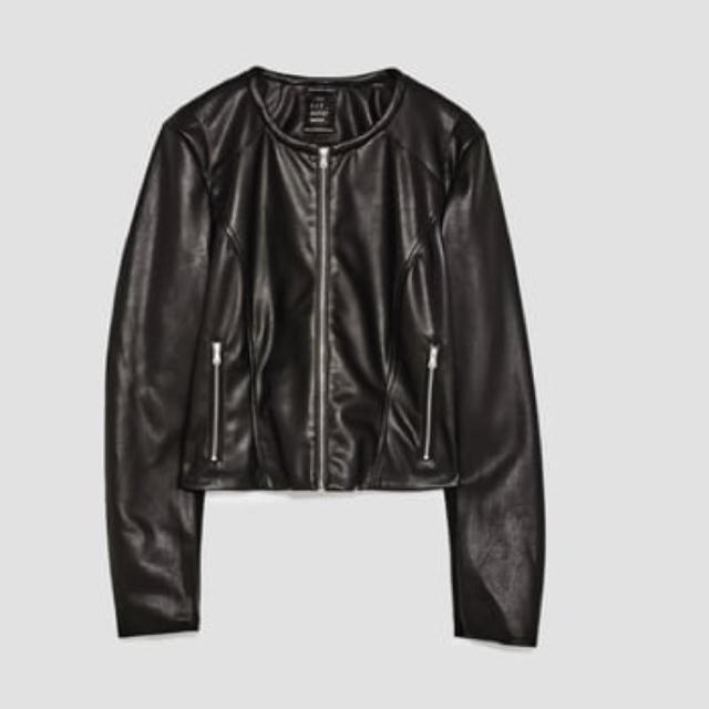 ZARA ノーカラー ライダーズジャケット