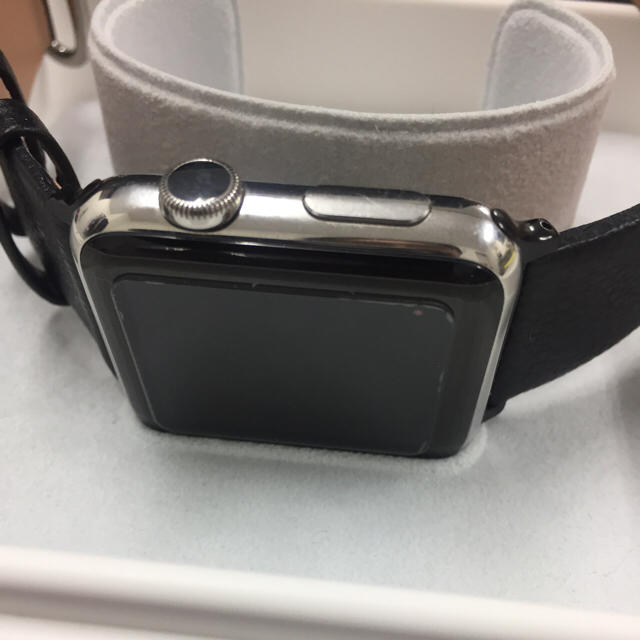 Apple Watch(アップルウォッチ)のApple Watch 初代 42mm ステンレススチール レザー ブラック スマホ/家電/カメラのスマホアクセサリー(その他)の商品写真