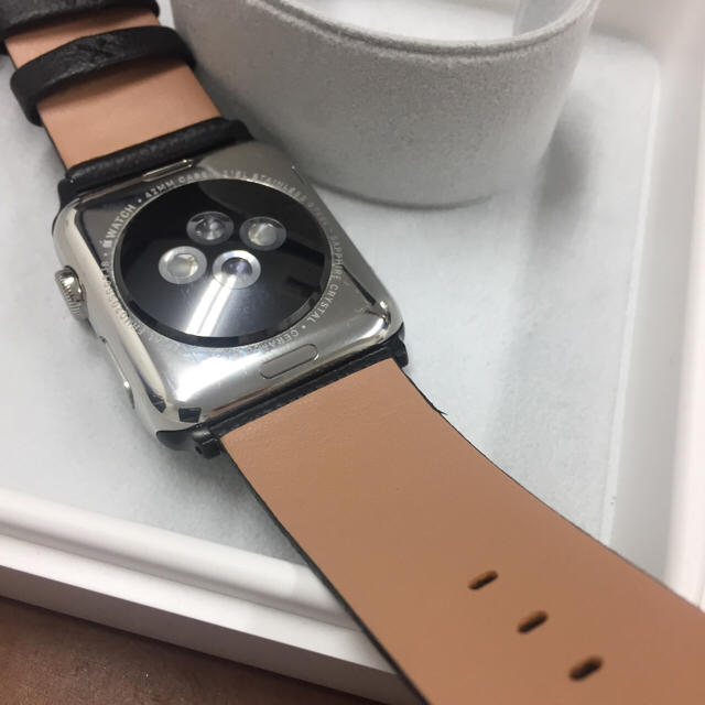 Apple Watch(アップルウォッチ)のApple Watch 初代 42mm ステンレススチール レザー ブラック スマホ/家電/カメラのスマホアクセサリー(その他)の商品写真