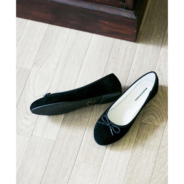 【新品】バレエシューズ ブラックスエード調 22㎝ 小さいサイズ レディースの靴/シューズ(バレエシューズ)の商品写真