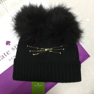 ケイトスペードニューヨーク(kate spade new york)の専用です kate spade 猫のニット帽ビーニー 未使用(ニット帽/ビーニー)