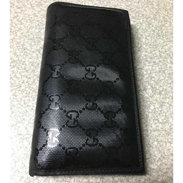 Gucci(グッチ)の中 16.1 GUCCI グッチ GGインプリメ 2つ折り 長財布 黒 中古 メンズのファッション小物(長財布)の商品写真