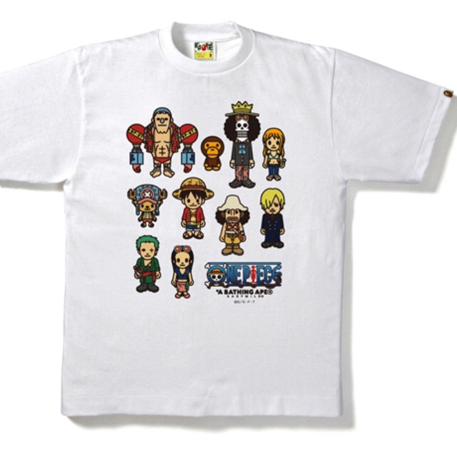 A BATHING APE(アベイシングエイプ)のAPE×ONE PIECE コラボＴ 白 Ｌ ２枚セット メンズのトップス(その他)の商品写真