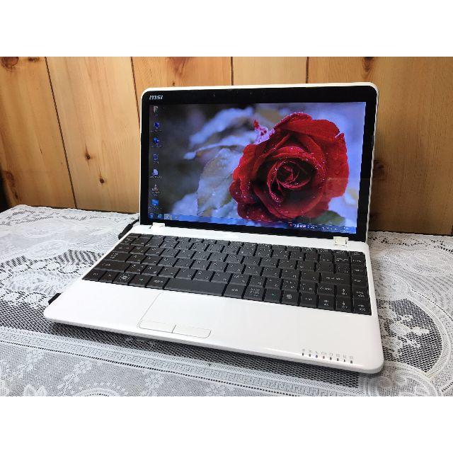 MSI◆ホワイト♪ 12.1LED Windows7 HDMI 120GB スマホ/家電/カメラのPC/タブレット(ノートPC)の商品写真