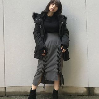 スライ(SLY)のSLY☆FRONT LACE UP MANISH SK(ひざ丈スカート)