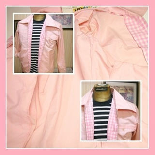 #ML★７０’ファッション超デカ衿 レアものピンク pink 綿混ブルゾン‐M(ブルゾン)