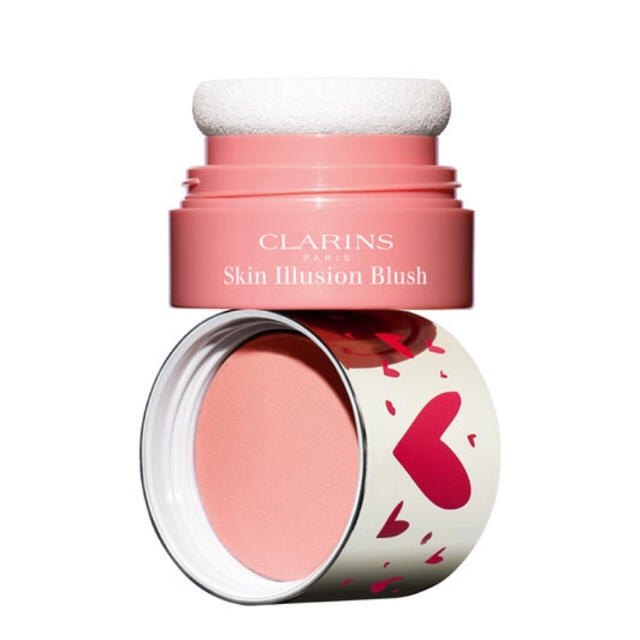 CLARINS(クラランス)の鏡、パフ一体型チーク♡新品！クラランス 限定チーク ルミナスピンク  コスメ/美容のベースメイク/化粧品(チーク)の商品写真