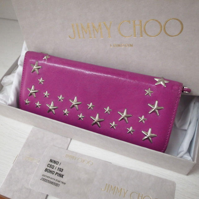 JIMMY CHOO(ジミーチュウ)の正規品♡最安値♡ジミーチュウ 長財布 星スタッズ 紫 レザー バッグ 財布 小物 レディースのファッション小物(財布)の商品写真