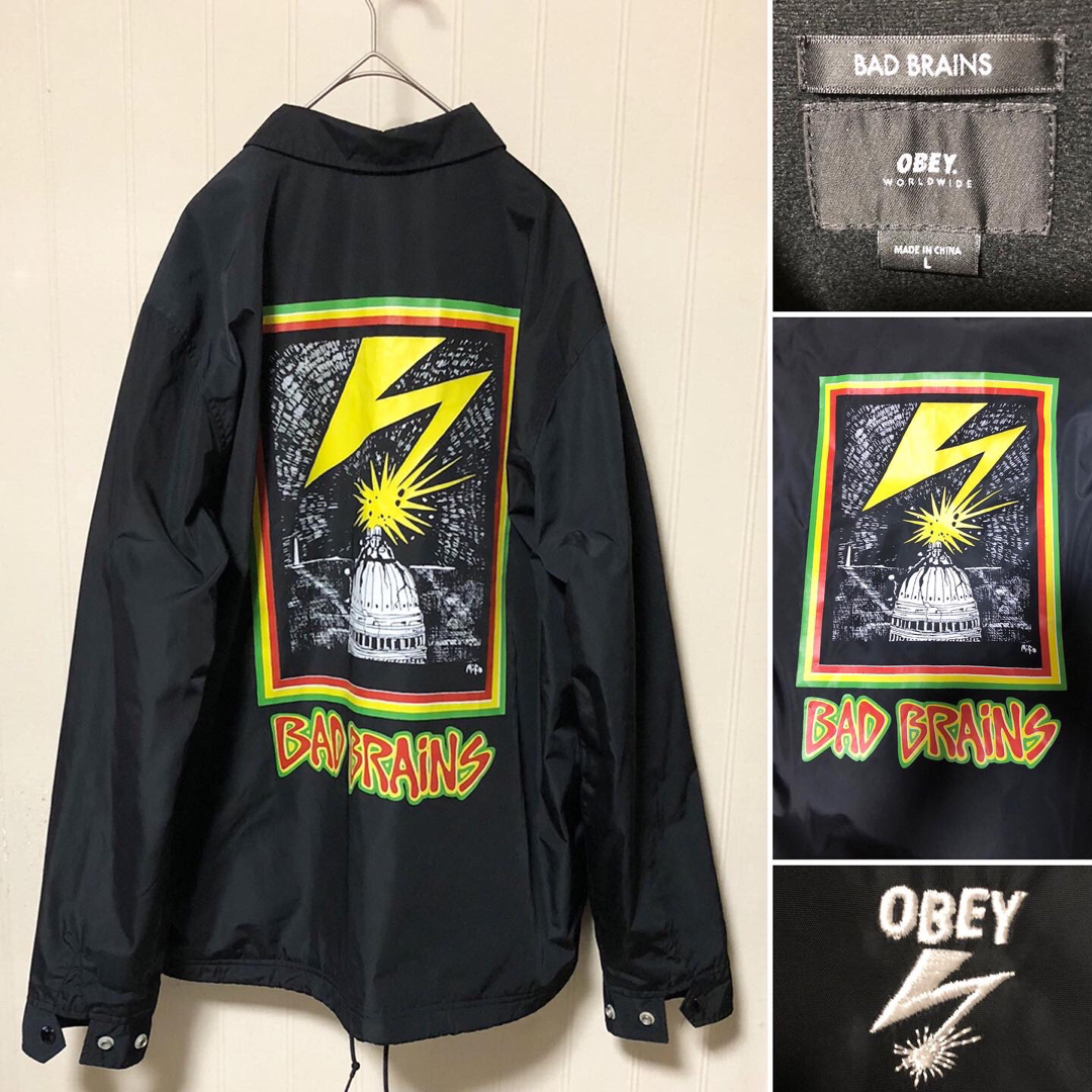 OBEY(オベイ)のOBEY BAD BRAINS CAPITOL JACKET コーチジャケット メンズのジャケット/アウター(ナイロンジャケット)の商品写真