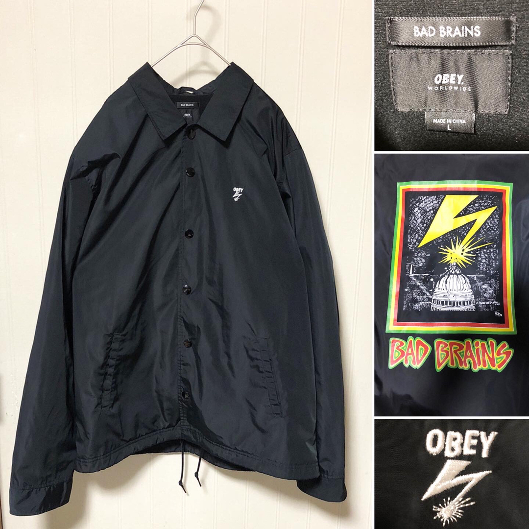 OBEY(オベイ)のOBEY BAD BRAINS CAPITOL JACKET コーチジャケット メンズのジャケット/アウター(ナイロンジャケット)の商品写真