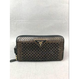 プラダ(PRADA)のPRADA プラダ 編み込み レザー 1M0506  ラウンドファスナー長財布(長財布)