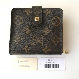 ルイヴィトン(LOUIS VUITTON)の【美品】ルイヴィトン コンパクトジップ(折り財布)