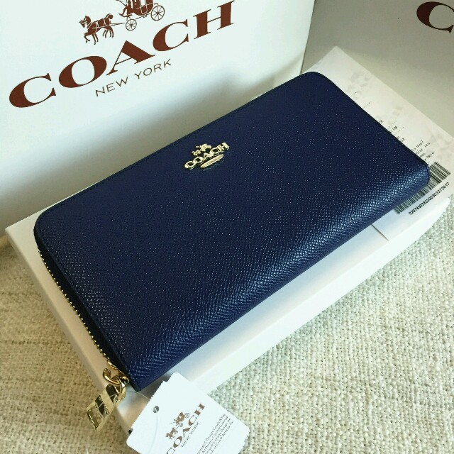 coach コーチ 財布 ネイビー 正規品 長財布ブラック状態 - 長財布