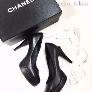 シャネル(CHANEL)のシャネル レザー プラットフォーム パンプス ココマーク 箱付 37 E413(ハイヒール/パンプス)