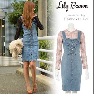 リリーブラウン(Lily Brown)の新品未使用完売入荷困難リリーブラウンタグ付デニムワンピースアプワイザーリッシェ(ミニワンピース)