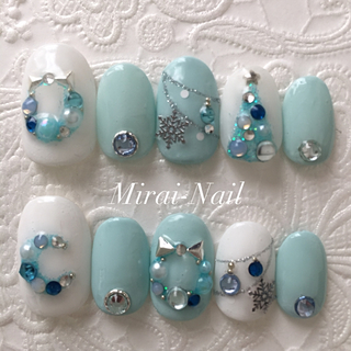 ブルーイルミ クリスマスネイル の通販 By Mirai Nail ラクマ