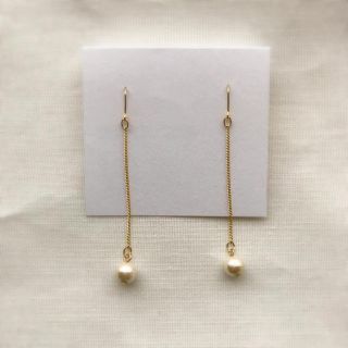 ハンドメイド コットンパールロングイヤリング ピアス (ピアス)