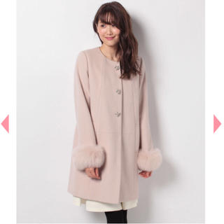 レッセパッセ(LAISSE PASSE)の♡LAISEE PASSE♡美品LADYノーカラーコートパウダーピンク(ロングコート)