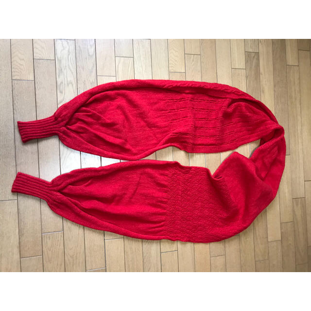 FRAPBOIS(フラボア)の手編み風赤マフラー ハンドメイドのファッション小物(マフラー/ストール)の商品写真