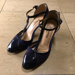 レペット(repetto)の【値下げしました】美品🌟レペット ネイビー ベルト付パンプス 38(ハイヒール/パンプス)