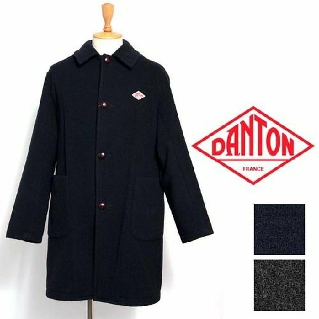 美品★DANTON★ダントン ウールモッサ ステンカラーコート クルミボタン