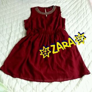 ザラ(ZARA)のZARAビーズ飾り付ドレスワンピ(ミニワンピース)