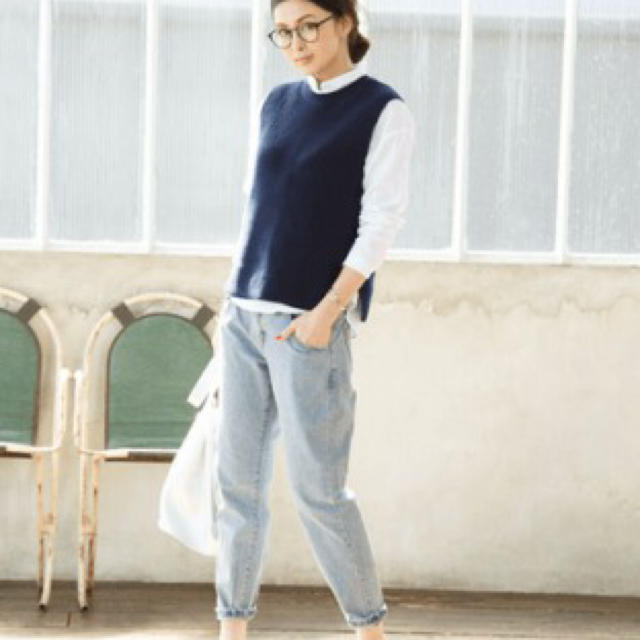 UNIQLO(ユニクロ)のユニクロ ニットベスト ネイビー レディースのトップス(ベスト/ジレ)の商品写真