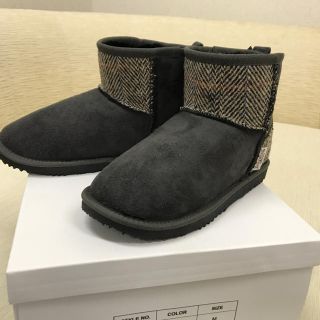 ハリスツイード(Harris Tweed)のHarrisTweed ムートンブーツ Msize グレー(ブーツ)