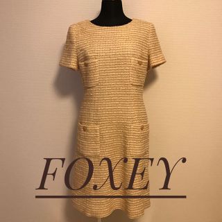 フォクシー(FOXEY)のフォクシーブティック FOXEY 半袖ツイードワンピース(ひざ丈ワンピース)