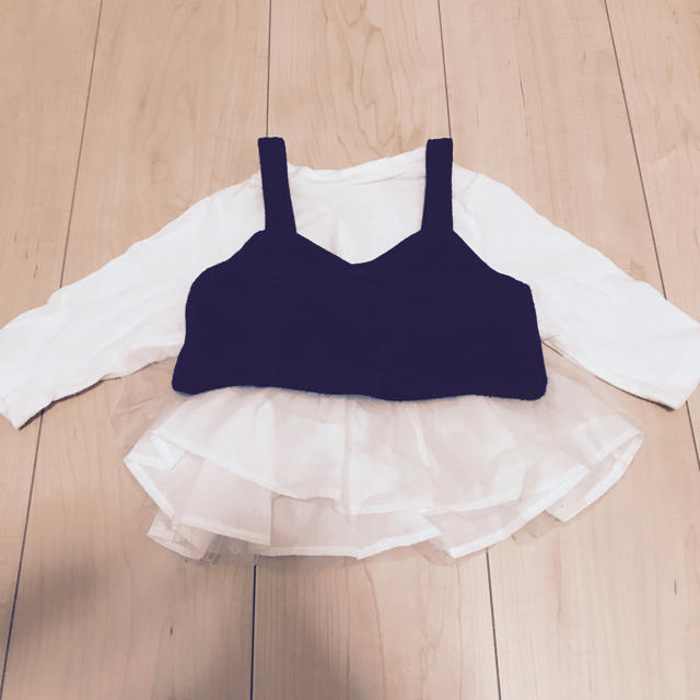 petit main(プティマイン)のプティマイン チュールロンT ビスチェ セット  キッズ/ベビー/マタニティのベビー服(~85cm)(シャツ/カットソー)の商品写真