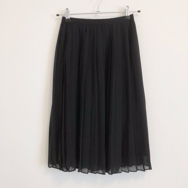 ブラック　プリーツ　シフォン　スカート レディースのスカート(ロングスカート)の商品写真