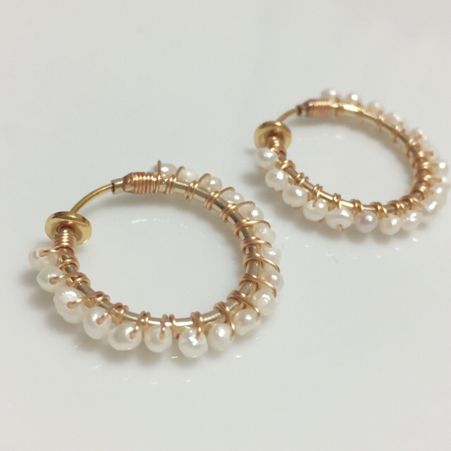 三点♡フューシャピンクカルセドニー♡淡水パール13mm、20mm ハンドメイドのアクセサリー(イヤリング)の商品写真