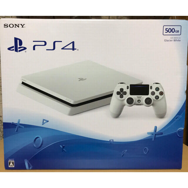 PlayStation4(プレイステーション4)の新品未開封☆PS4 グレイシャーホワイト 500GB☆送料込み エンタメ/ホビーのゲームソフト/ゲーム機本体(家庭用ゲーム機本体)の商品写真