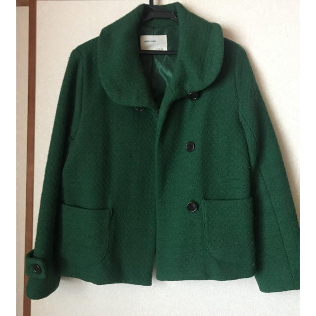 グリーンショートコート レディースのジャケット/アウター(ピーコート)の商品写真