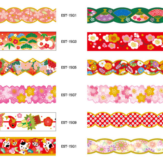 サクラクレパス(サクラクレパス)の年賀状・お正月和風デザインふち飾りテープシール 3柄セットC 新品未使用 インテリア/住まい/日用品の文房具(テープ/マスキングテープ)の商品写真