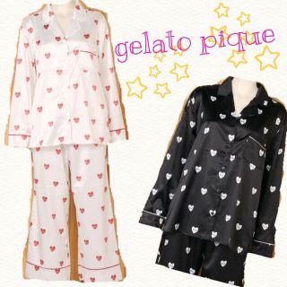 ジェラートピケ(gelato pique)の新品未使用＊ジェラートピケ＊ハートサテンシャツ&パンツ(ルームウェア)