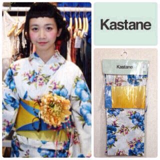 Kastane - 新品未試着♡ハイビスカス柄白浴衣&帯の通販 by お